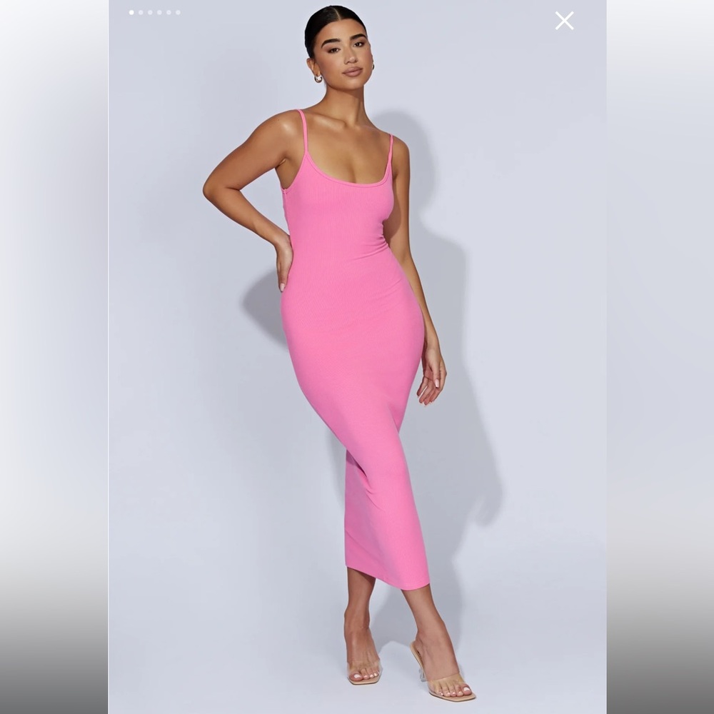 MESHKI Ribbed Cami Midi Dress - Bubblegum Pink